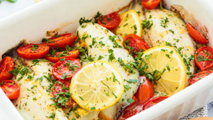 One-Pan Mediterranean Fish with Tomatoes & Olives